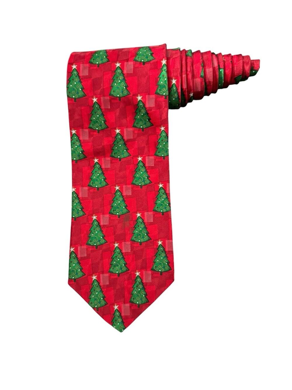 Hallmark Holiday Traditions Christmas Trees Vintage Novelty Necktie Silk